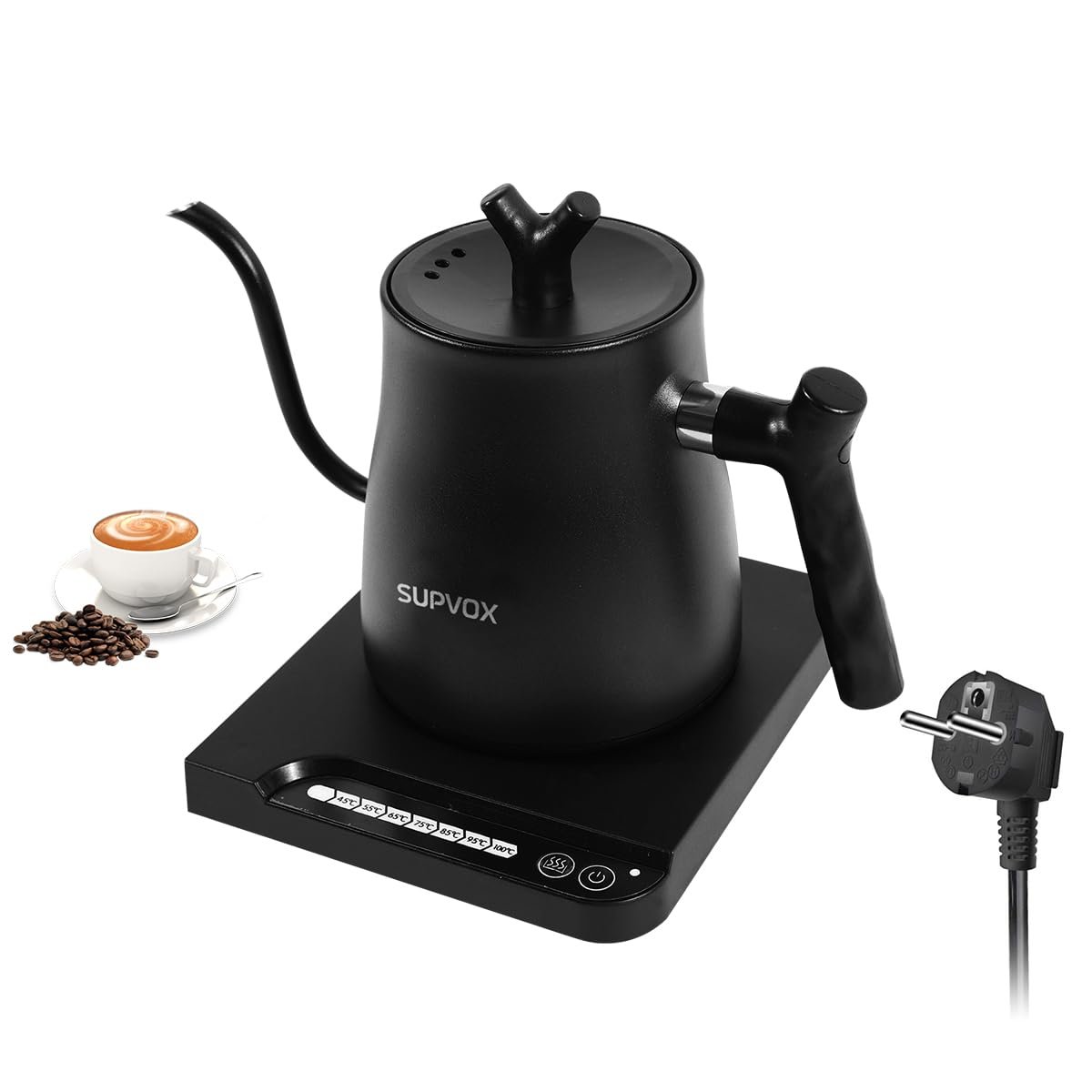 Supvox Gooseneck Electric Kettle for Hot Water Kettle with Temperature Control 1 Liter Hot Water Boiler for Home 1000W Electric Tea Maker Machine with 7 Temperature Button for Pour Over Coffee Supvox Gooseneck Electric Kettle for Hot Water Kettle with Temperature Control 1 Liter Hot Water Boiler for Home 1000W Electric Tea Maker Machine with 7 Temperature Button for Pour Over Coffee